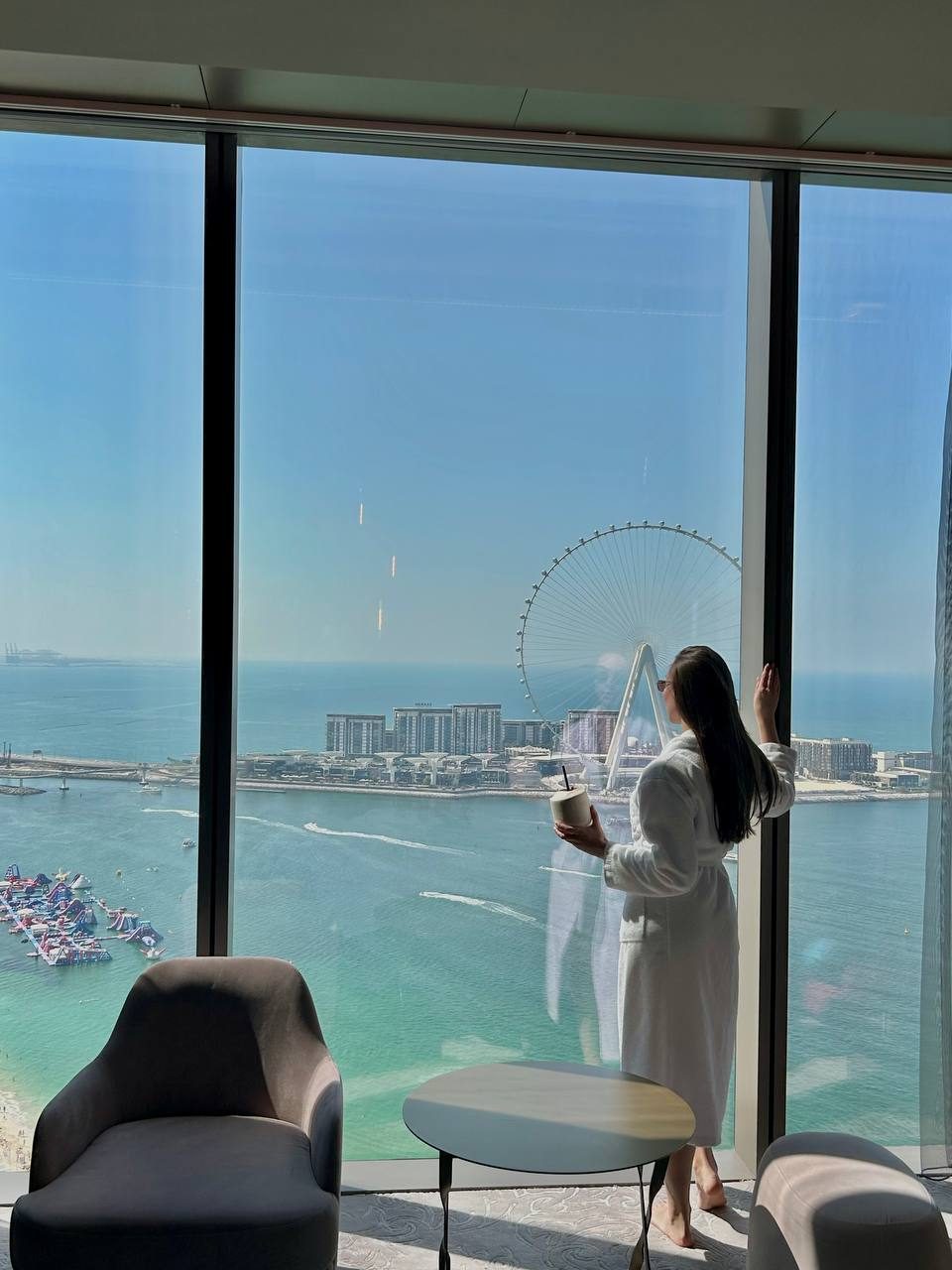 Rixos Premium Dubai — Ain Dubai at sunset from the room, frame 2