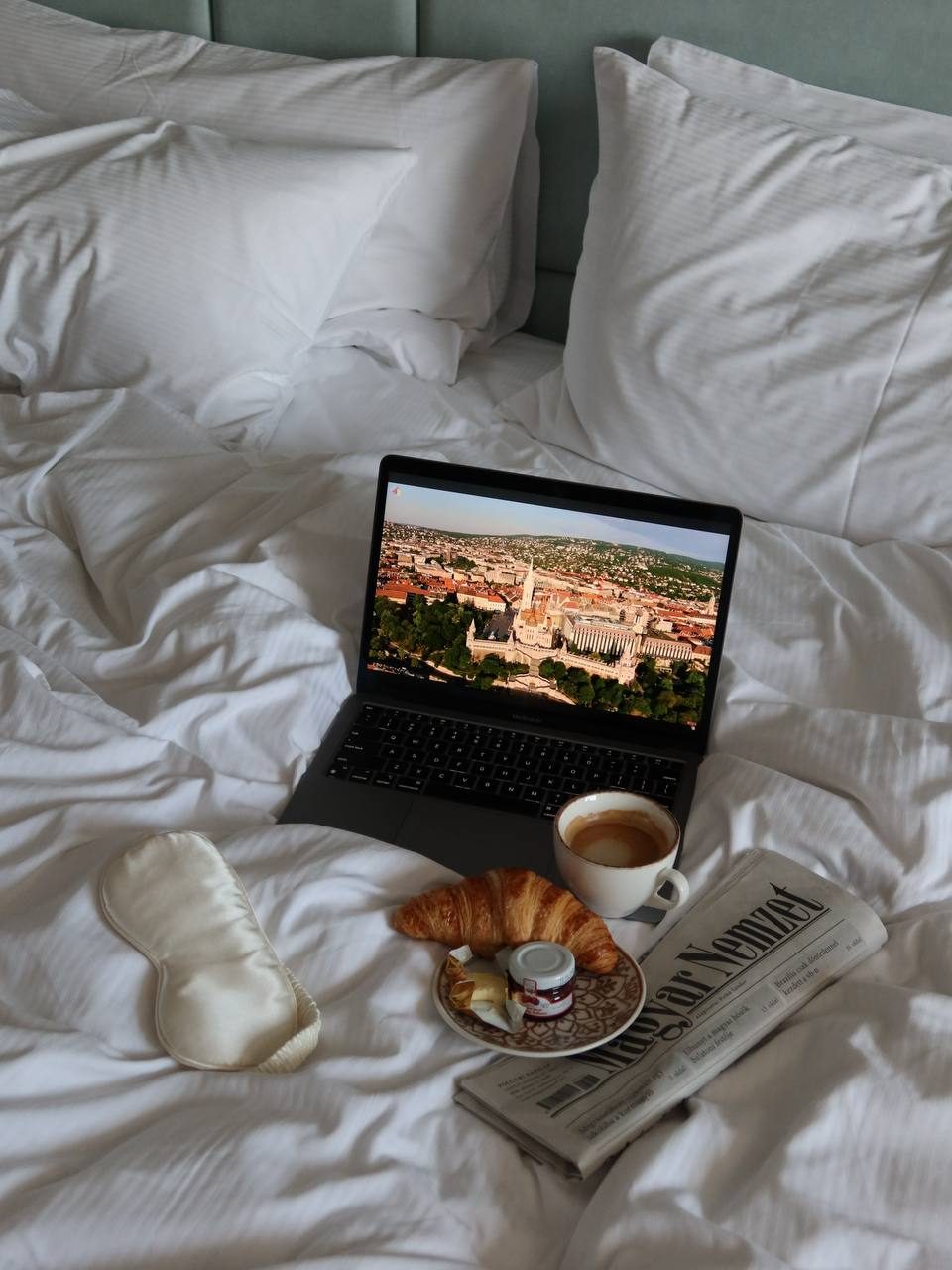 Hilton Budapest — room service with the Fisherman's Bastion at the window, frame 3